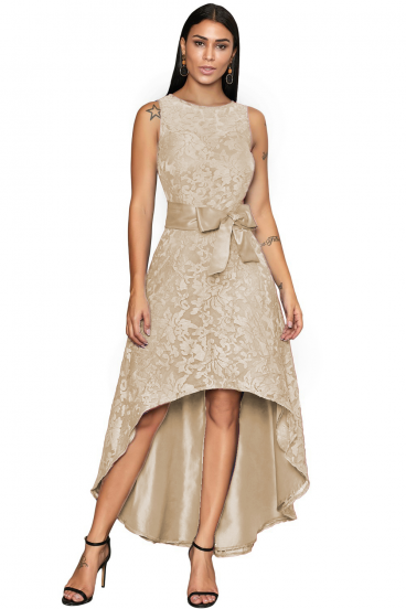 Lace Sleeveless Elegant Mini Dress Suzan, Beige