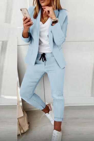 Elegant blazer pants set Estrena, light blue