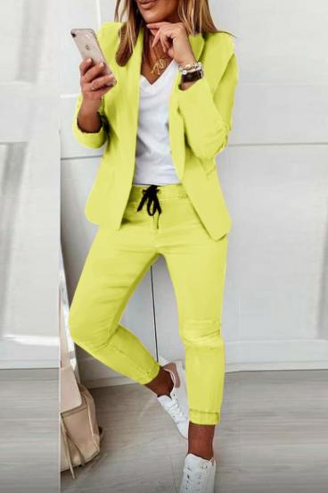 Elegant blazer and pants set Estrena, yellow