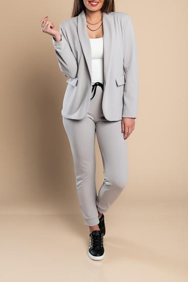 Elegant blazer and pants set Estrena, light gray