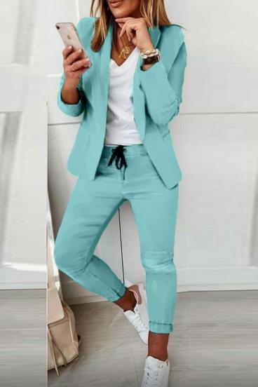Elegant blazer and pants set Estrena, turquoise