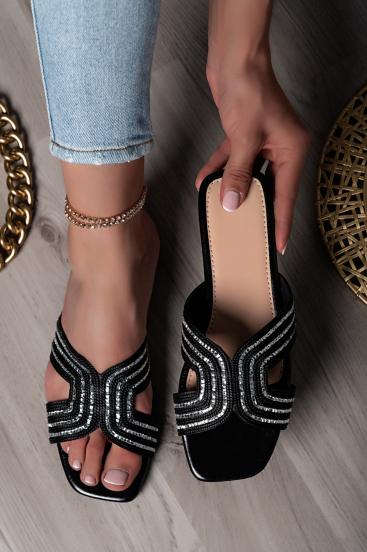 Sandals with decorative details, black