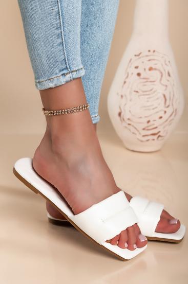 Sandals with wide strap, white