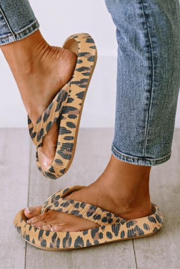 Leopard print flip flops, leopard