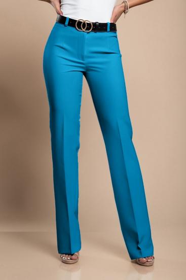 Elegant long trousers with straight leg, light blue