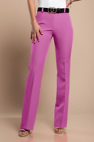 Elegant long straight-leg trousers, cyclamen