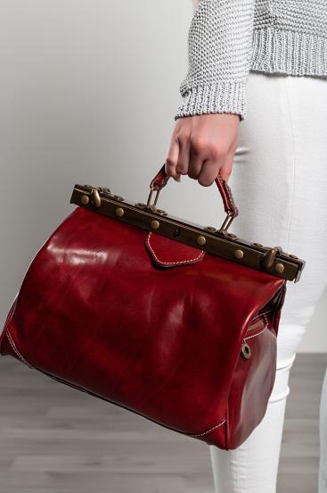 Natural leather bag Genevive, burgundy