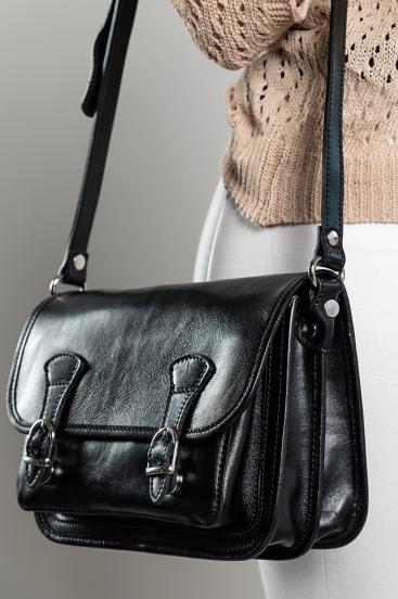Natural leather bag, black