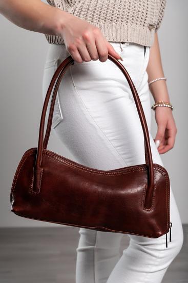 Small natural leather bag, brown