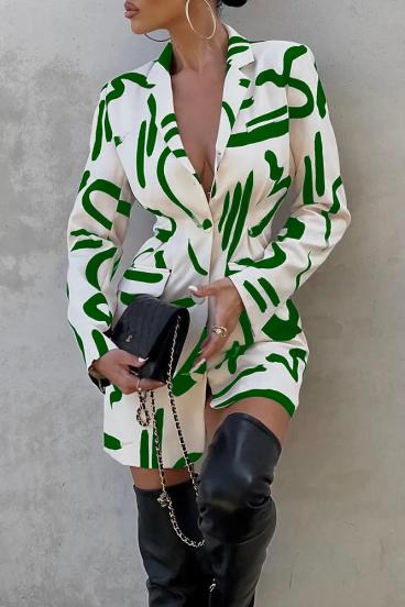 Elegant mini dress with print, green
