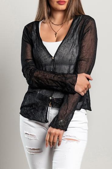 Thin cardigan with buttons, black