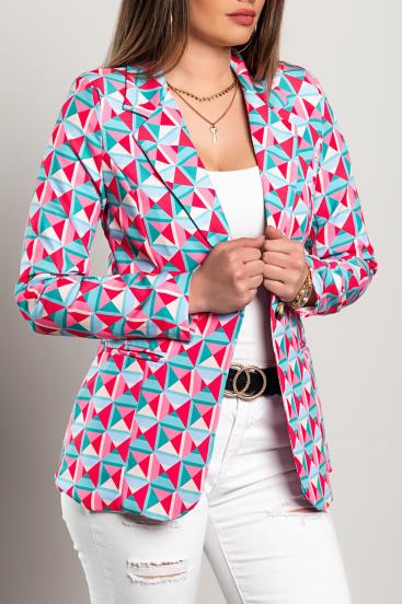 Geometric print blazer, pink
