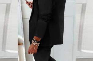 Elegant one-color trouser suit Estrena, black