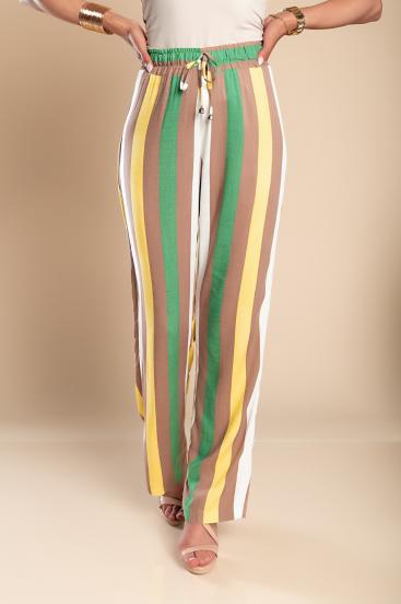 Elegant pants with striped pattern, yellow
