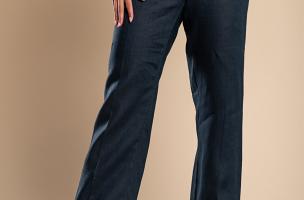 Elegant linen trousers, dark blue