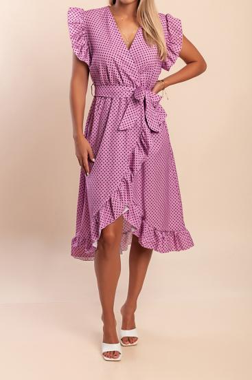 Midi dress with polka dot print, lilac