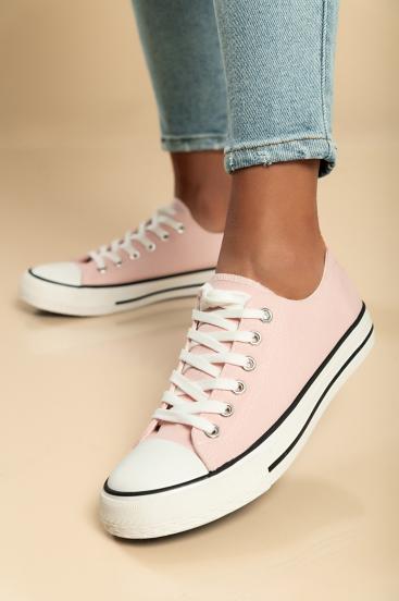 Fashion sneakers made of fabric, pastel pink