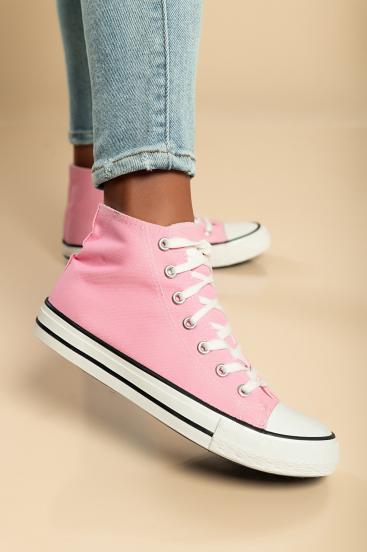 High-top canvas sneakers, pink
