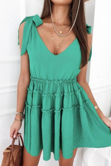Mini dress with ruffles, green