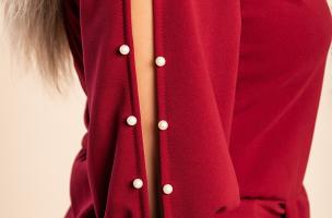 Elegant midi dress with pearl detail Peppina, burgundy