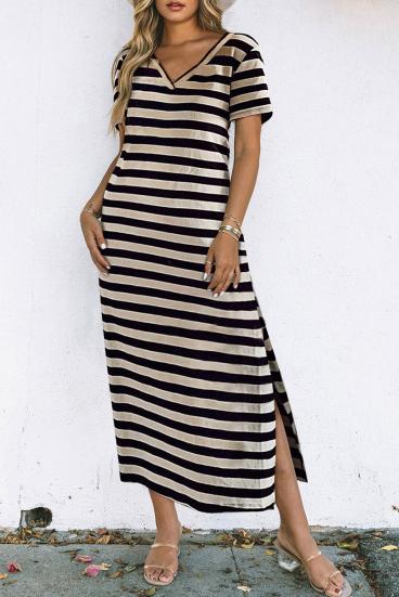 Maxi dress with striped print, black