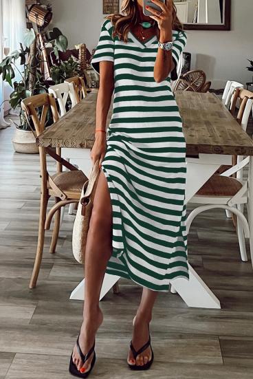 Maxi dress with striped print, green