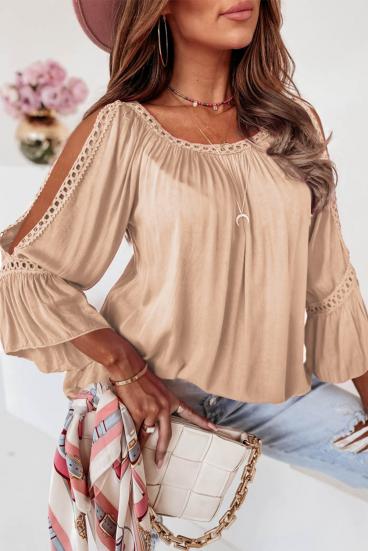 Blouse with cut-outs on the sleeves, apricot