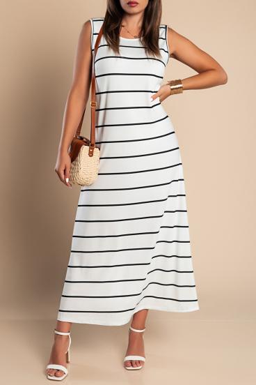 Maxi dress with striped print, white