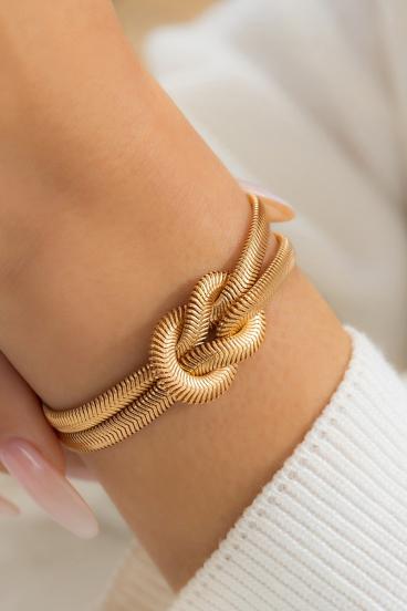 Elegant bracelet with knot, gold color