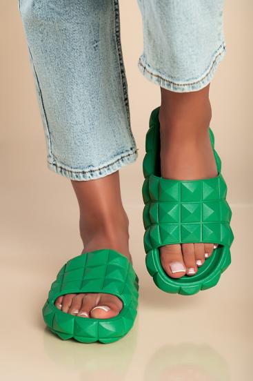 Sandals with wide strap, green