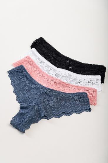 Set of four lace panties, various colors