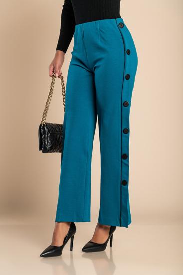 Elegant pants with buttons, petrol