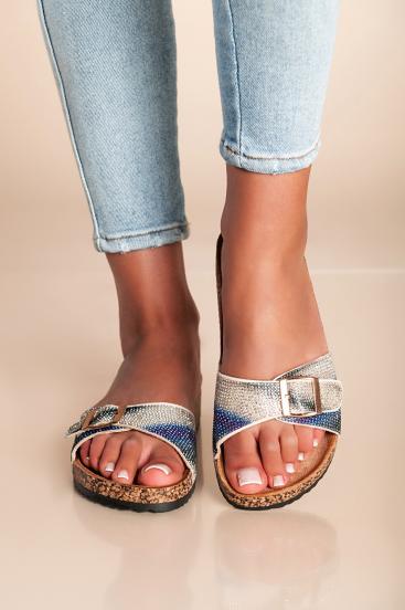 Sandals with buckle, blue