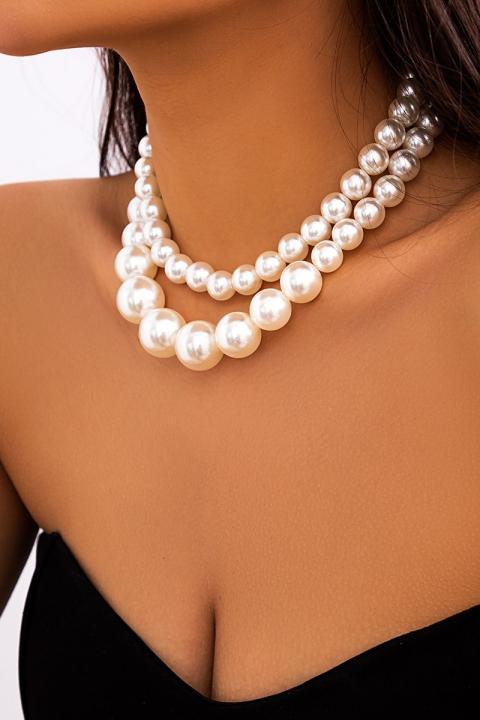 Set of two necklaces with imitation pearls, white