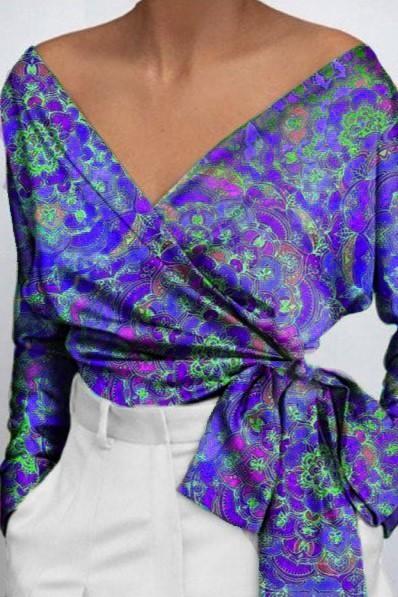 Elegant blouse with print Roveretta, purple