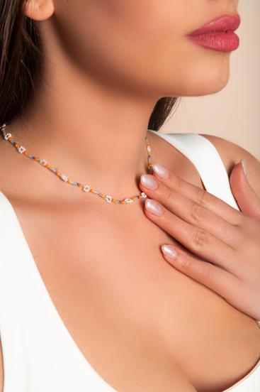 Multicolored glass bead necklace, ART482, Multicolored