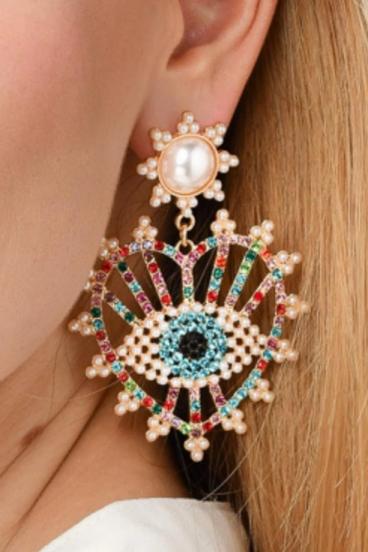 Elegant Heart Shaped Chandelier Earrings, ART380, Multicolor