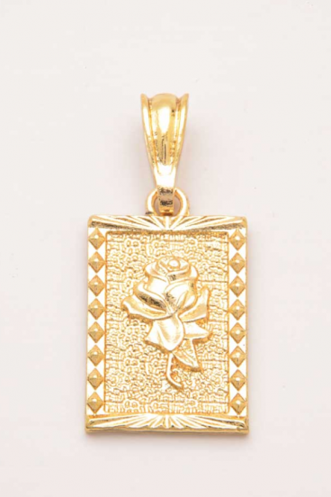 Pendant with rose motif, ART477, gold color