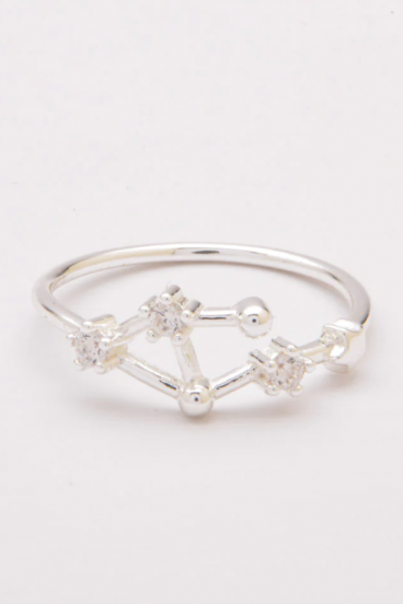 Silver ring with decorative diamonds, ART502 LIBRA, silver color