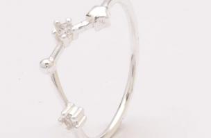 Silver ring with decorative diamonds, ART503 - AQUARIUS, silver color