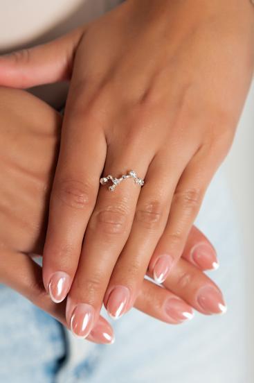 Silver ring with decorative diamonds, ART497 - VIRGO, silver color