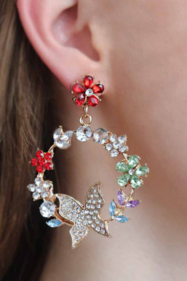 Elegant Rhinestone Stud Earrings, ART386, Multicolor