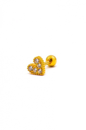 Mini elegant heart-shaped earring, ART1008, gold color