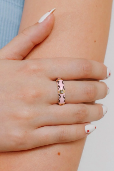 Ring with print, ART2218, pink color