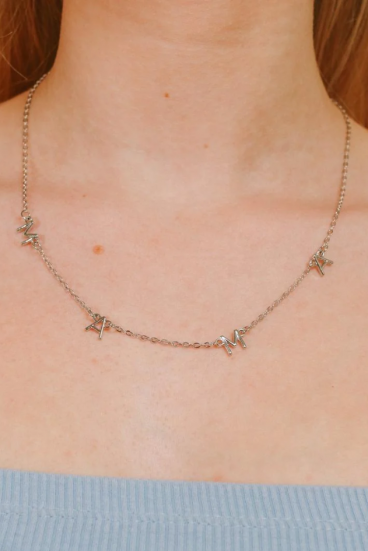 Necklace with letters, ART2229, silver color.