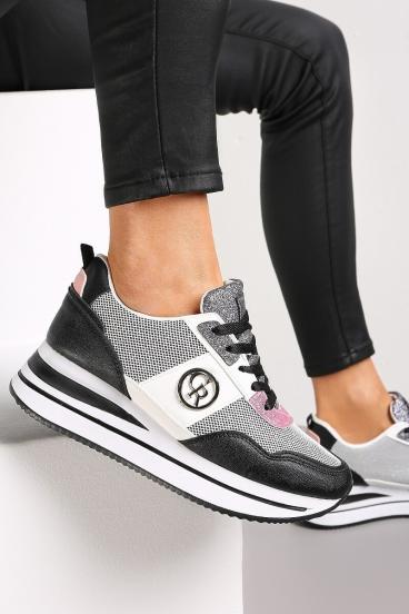 Fashion sneakers with decorative details, FF525, black