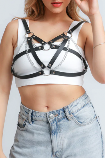 Harness belt with chains, ART2234, black