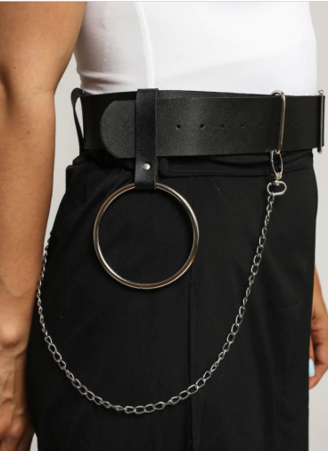 Decorative belt with chain, ART2144, black