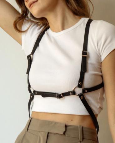 Harness belt with metal rings, ART2142, black