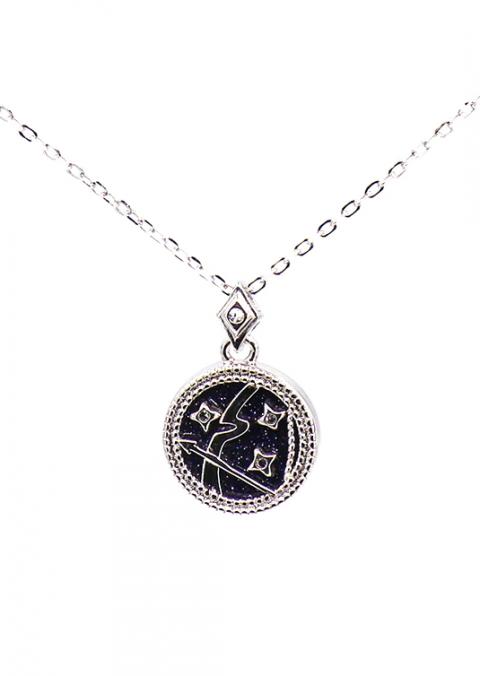Necklace with pendant, SAGITTARIUS, ART931, silver color